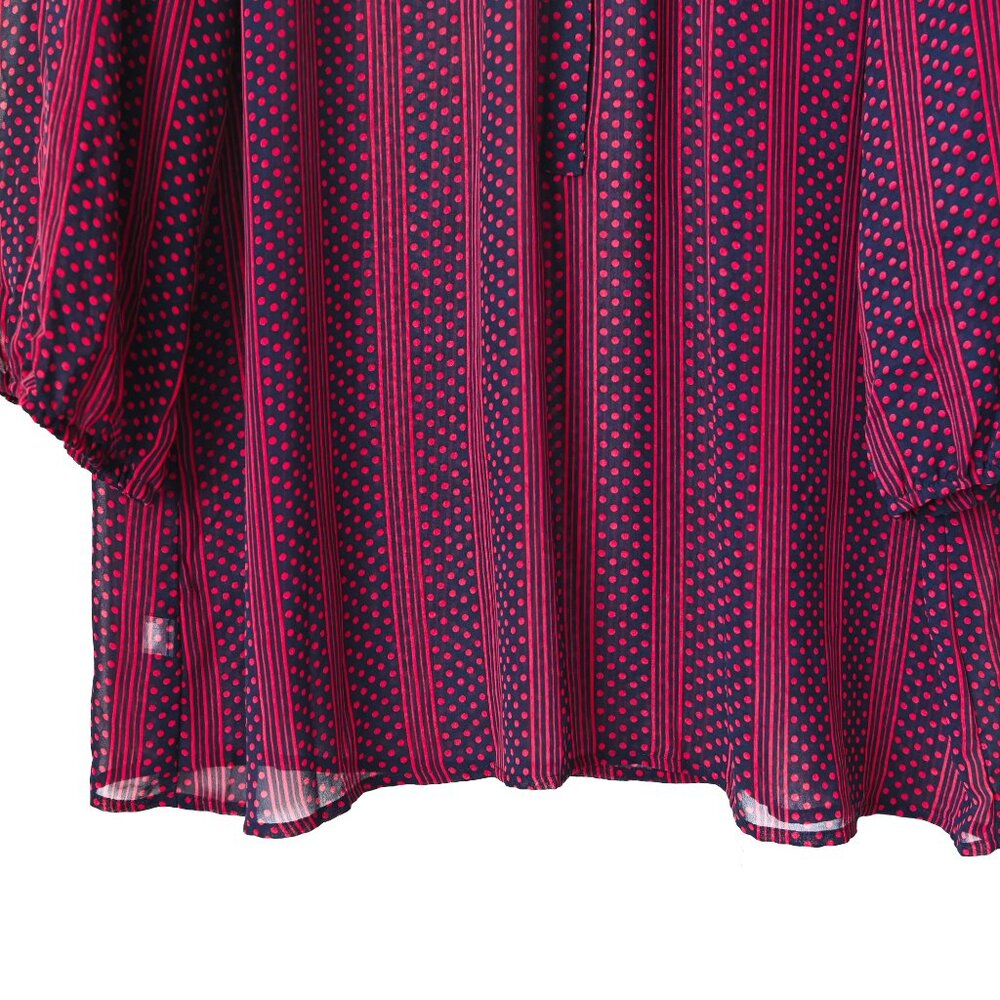 LOFT Maroon & Navy Patterned 3/4 Sleeves Pullover Blouse - Size XL - Picture 4 of 8